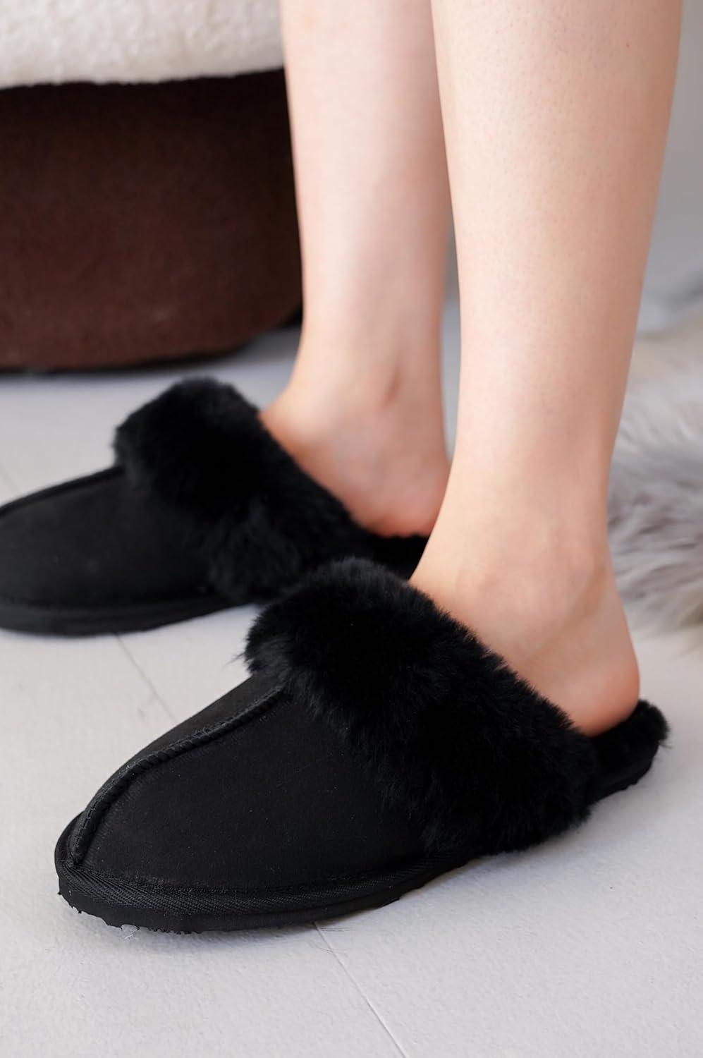 imageProject Cloud 100 Australian Sheepskin Scuff Slippers for Women  Genuine Shearling Memory Foam Slides for Women mules for women  NonSlip Womens Slippers LynseyBlack