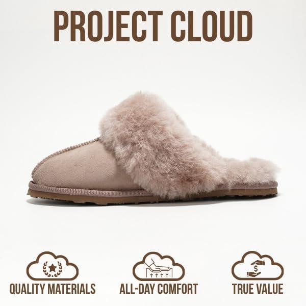 imageProject Cloud 100 Australian Sheepskin Scuff Slippers for Women  Genuine Shearling Memory Foam Slides for Women mules for women  NonSlip Womens Slippers LynseyPink