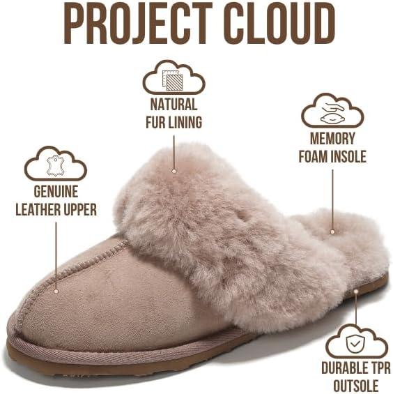imageProject Cloud 100 Australian Sheepskin Scuff Slippers for Women  Genuine Shearling Memory Foam Slides for Women mules for women  NonSlip Womens Slippers LynseyPink