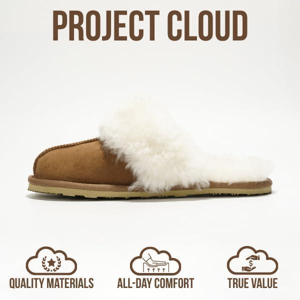 imageProject Cloud 100 Australian Sheepskin Scuff Slippers for Women  Genuine Shearling Memory Foam Slides for Women mules for women  NonSlip Womens Slippers LynseyChestnut