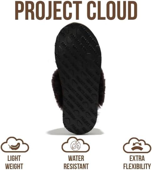 imageProject Cloud 100 Australian Sheepskin Scuff Slippers for Women  Genuine Shearling Memory Foam Slides for Women mules for women  NonSlip Womens Slippers LynseyChocolate
