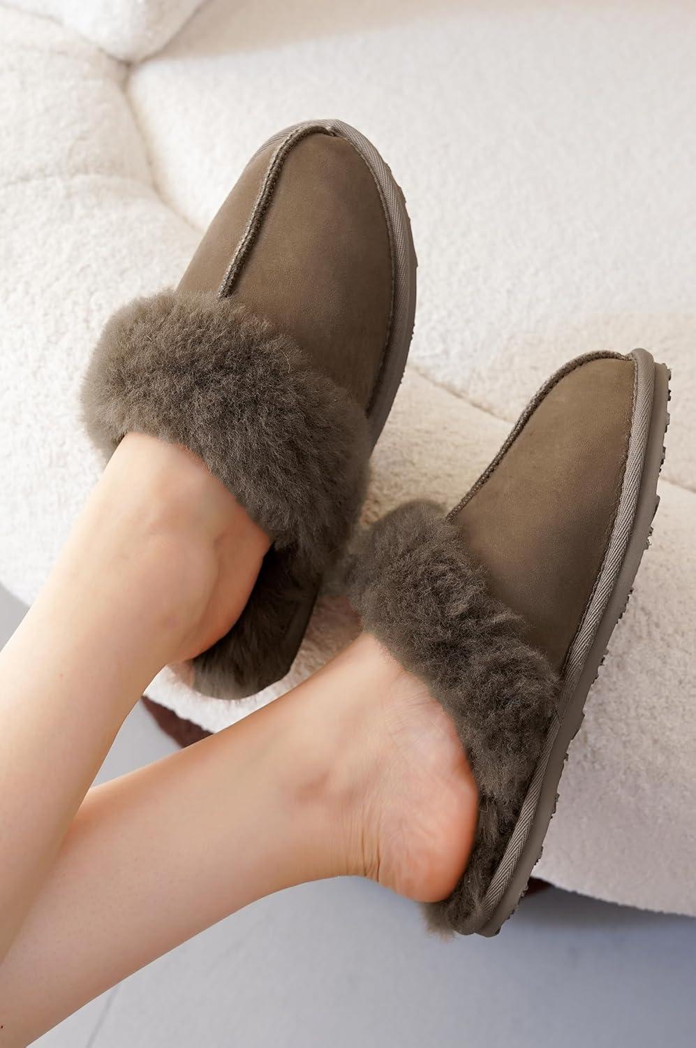 imageProject Cloud 100 Australian Sheepskin Scuff Slippers for Women  Genuine Shearling Memory Foam Slides for Women mules for women  NonSlip Womens Slippers LynseyTaupe
