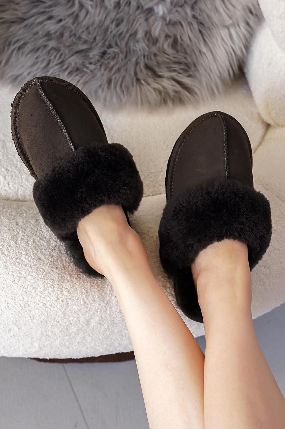 imageProject Cloud 100 Australian Sheepskin Scuff Slippers for Women  Genuine Shearling Memory Foam Slides for Women mules for women  NonSlip Womens Slippers LynseyChocolate