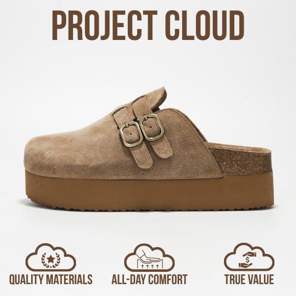 imageProject Cloud 100 Genuine Leather Clogs for Women  Wedge Womens Clogs Platform Sandals with Memory Foam Insole  Heeled Mules for Women 2025 StephiChestnut