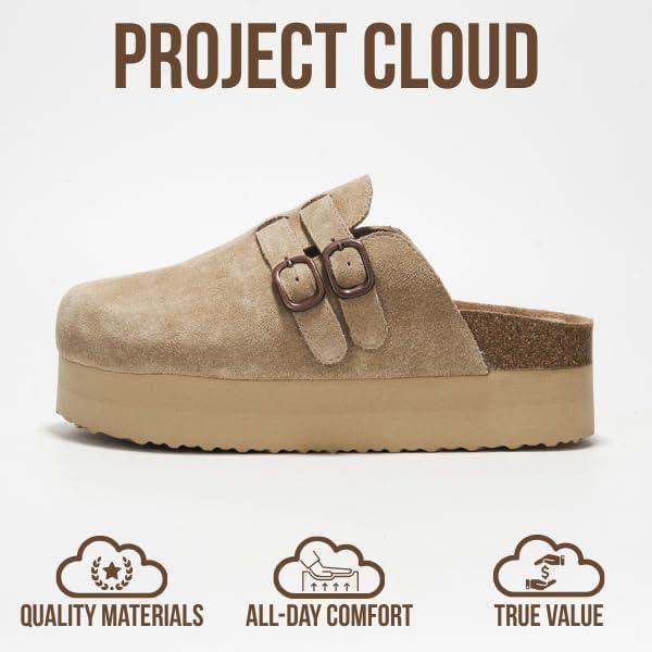 imageProject Cloud 100 Genuine Leather Clogs for Women  Wedge Womens Clogs Platform Sandals with Memory Foam Insole  Heeled Mules for Women 2025 StephiNude