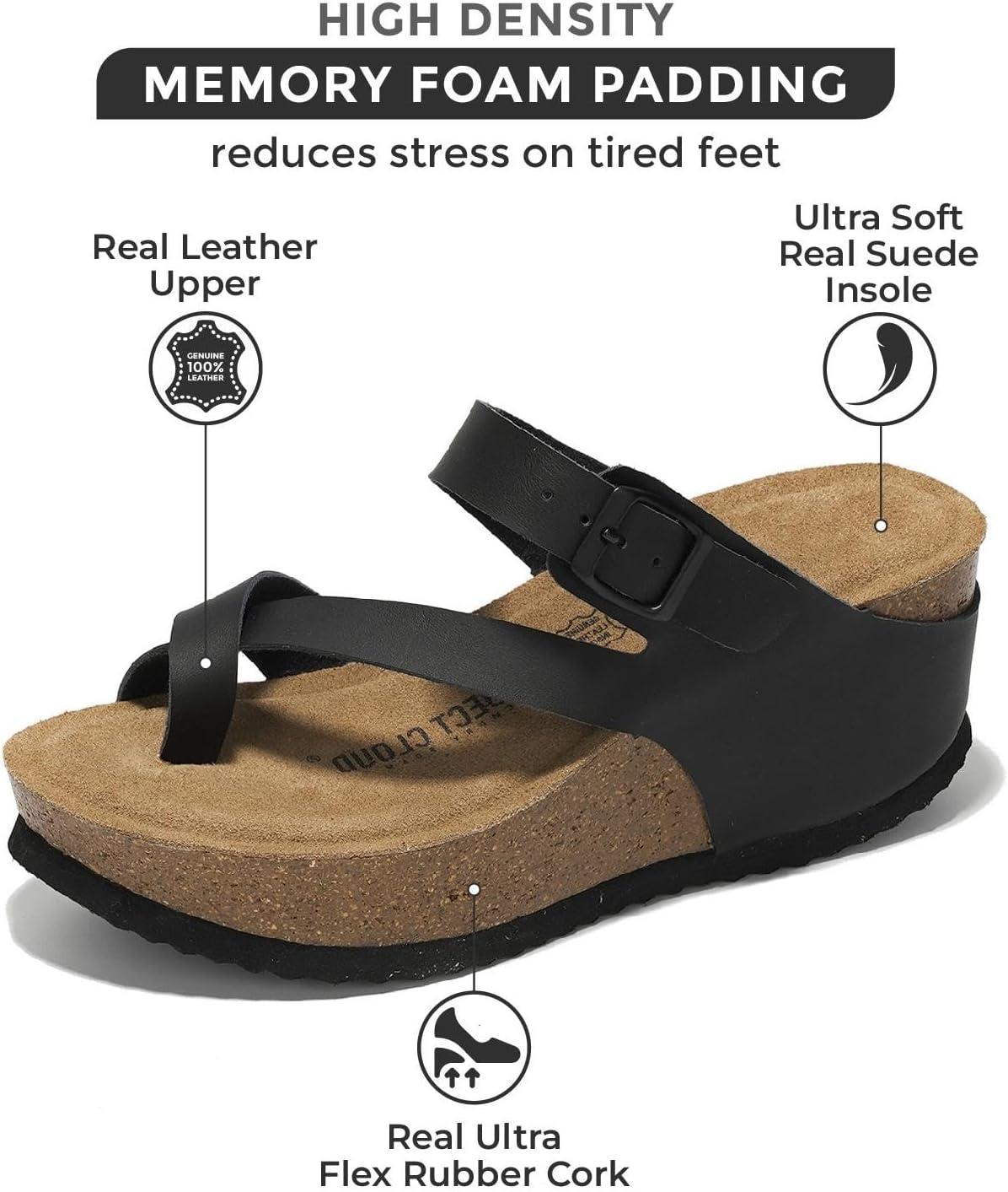 imageProject Cloud 100 Genuine Leather Platform Sandals Women  Memory Foam Womens Sandals ampamp Slippers Beach Essentials  Wedge for Women with Straps MojitoBlack