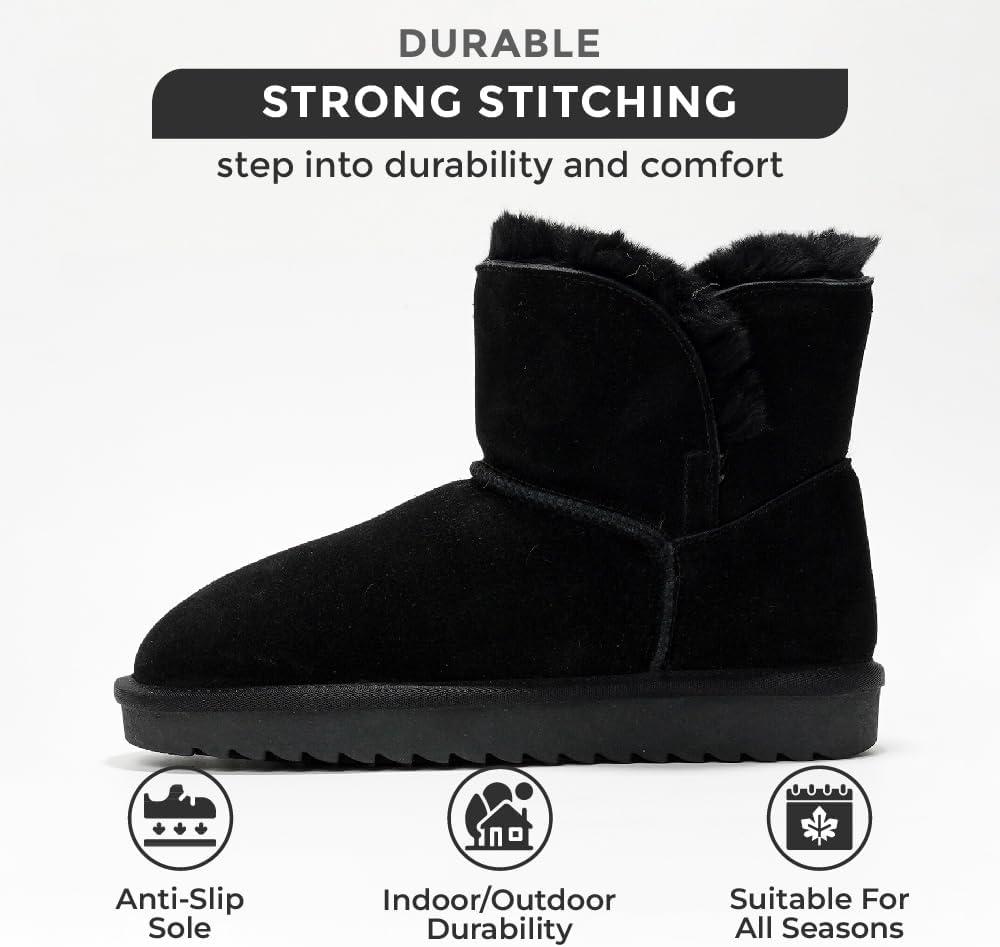 imageProject Cloud 100 Genuine Suede Boots for Women  Fur Lined Ankle Womens Boots  Comfortable Booties for Women with Memory Foam  Perfect Fur Snow Womens Booties 2025 TimmyBlack