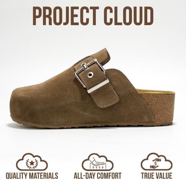 imageProject Cloud Clogs for Women Footwear  Memory Foam and NonSlip Platform Wedges Heels for Women Mules ampamp Clogs 2025  Comfortable Stylish SlipOn with Adjustable Straps RhonaTaupe