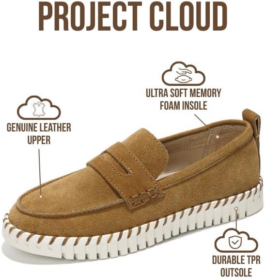 imageProject Cloud Genuine Leather Loafers for Women  Memory Foam Womens Shoes  Non Slip Spring Loafers Flexible Sole  Fashion Shoes for Women 2025 Filide TAN 8