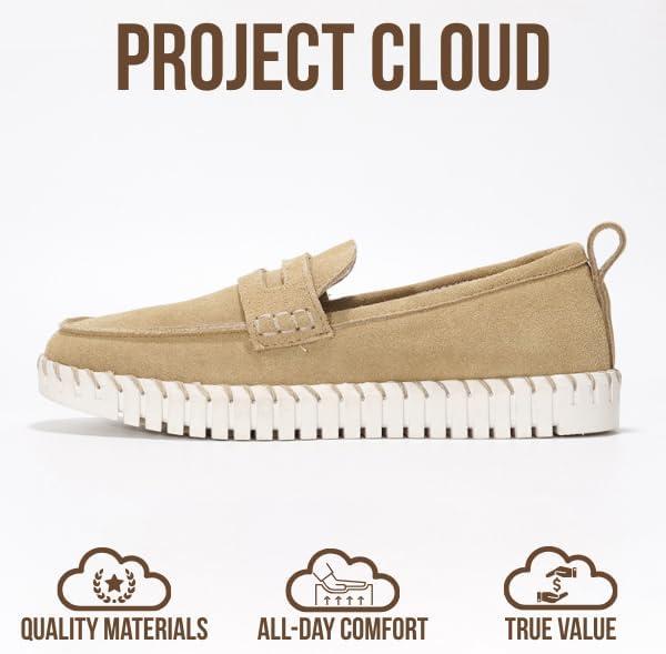imageProject Cloud Genuine Leather Loafers for Women  Memory Foam Womens Shoes  Non Slip Spring Loafers Flexible Sole  Fashion Shoes for Women 2025 FilideBeige