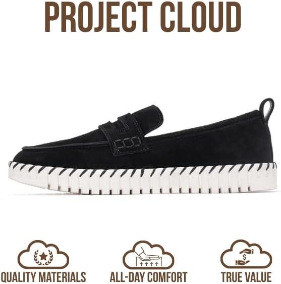 imageProject Cloud Genuine Leather Loafers for Women  Memory Foam Womens Shoes  Non Slip Spring Loafers Flexible Sole  Fashion Shoes for Women 2025 FilideBlack