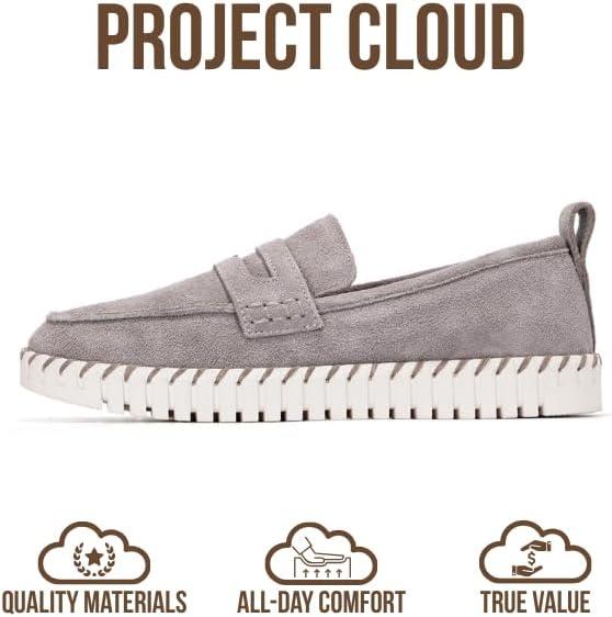 imageProject Cloud Genuine Leather Loafers for Women  Memory Foam Womens Shoes  Non Slip Spring Loafers Flexible Sole  Fashion Shoes for Women 2025 FilideGrey