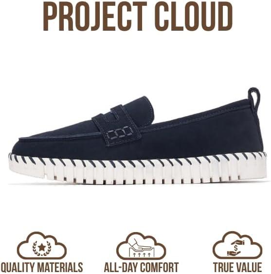 imageProject Cloud Genuine Leather Loafers for Women  Memory Foam Womens Shoes  Non Slip Spring Loafers Flexible Sole  Fashion Shoes for Women 2025 FilideNavy