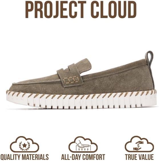 imageProject Cloud Genuine Leather Loafers for Women  Memory Foam Womens Shoes  Non Slip Spring Loafers Flexible Sole  Fashion Shoes for Women 2025 FilideOlive