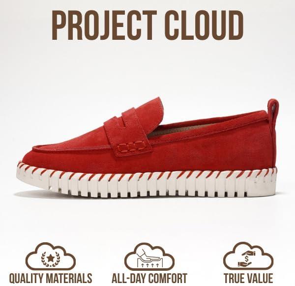 imageProject Cloud Genuine Leather Loafers for Women  Memory Foam Womens Shoes  Non Slip Spring Loafers Flexible Sole  Fashion Shoes for Women 2025 FilideRed