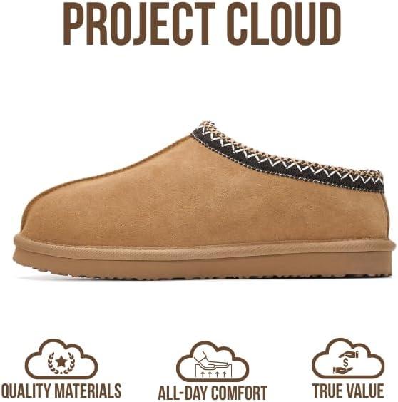imageProject Cloud Genuine Leather Mens Slippers with Australian Shearling Lining ampamp Memory Foam Insole Outdoor ampamp House Slippers for Men  NonSlip Fuzzy Mens Shoes RelaxationChestnut