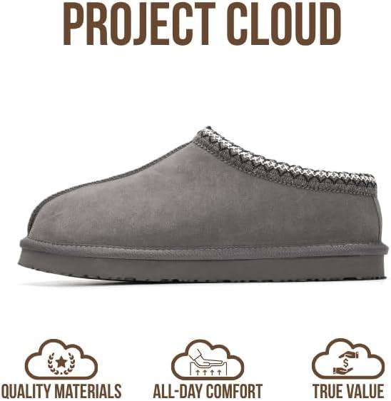 imageProject Cloud Genuine Leather Mens Slippers with Australian Shearling Lining ampamp Memory Foam Insole Outdoor ampamp House Slippers for Men  NonSlip Fuzzy Mens Shoes RelaxationGrey