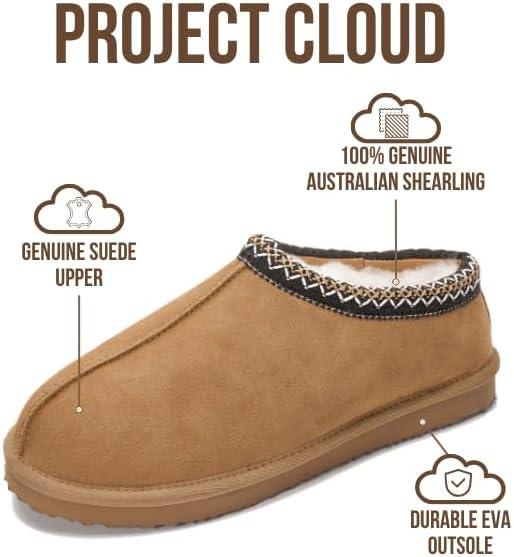 imageProject Cloud Genuine Leather Mens Slippers with Australian Shearling Lining ampamp Memory Foam Insole Outdoor ampamp House Slippers for Men  NonSlip Fuzzy Mens Shoes RelaxationChestnut