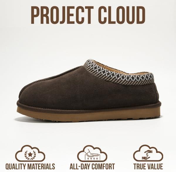 imageProject Cloud Genuine Leather Mens Slippers with Australian Shearling Lining ampamp Memory Foam Insole Outdoor ampamp House Slippers for Men  NonSlip Fuzzy Mens Shoes RelaxationChocolate
