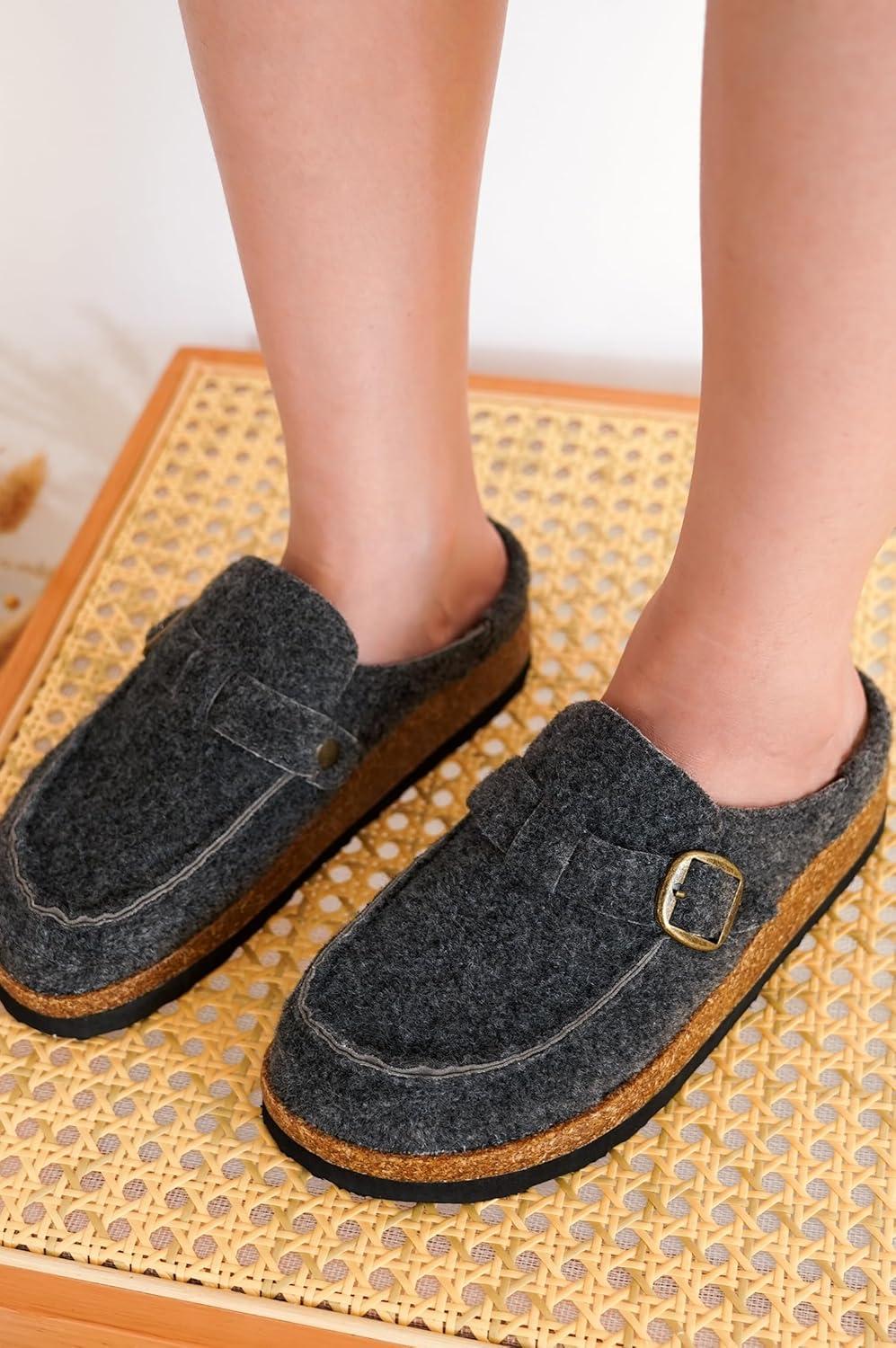 imageProject Cloud Genuine Leather MoccasinStyle Clogs for Women  Memory Foam and Water Resistant Mules Slipon  NonSlip and Durable Clogs Casual Shoes for Women Footwear CarlineDark Grey Flannel