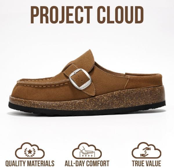 imageProject Cloud Genuine Leather MoccasinStyle Clogs for Women  Memory Foam and Water Resistant Mules Slipon  NonSlip and Durable Clogs Casual Shoes for Women Footwear CarlineChestnut