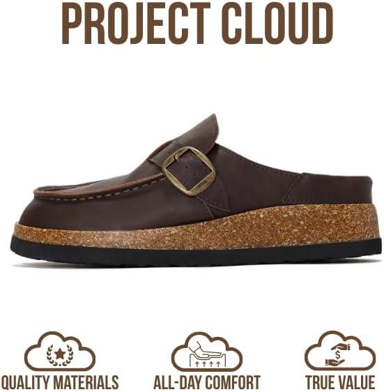 imageProject Cloud Genuine Leather MoccasinStyle Clogs for Women  Memory Foam and Water Resistant Mules Slipon  NonSlip and Durable Clogs Casual Shoes for Women Footwear CarlineBrown Distressed