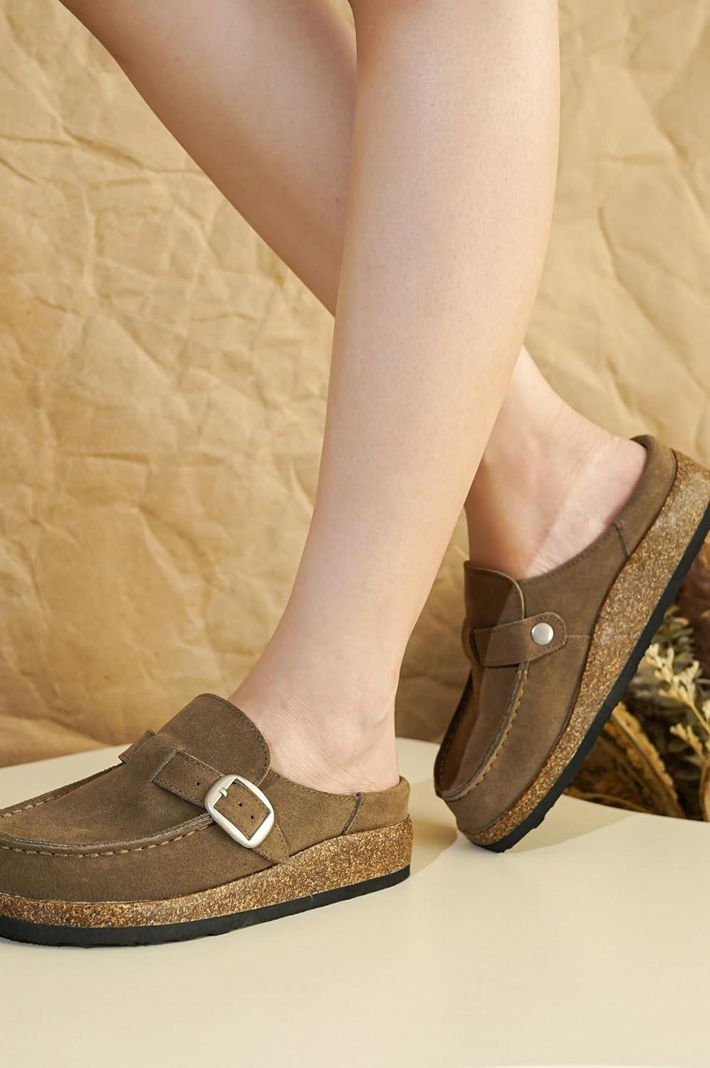 imageProject Cloud Genuine Leather MoccasinStyle Clogs for Women  Memory Foam and Water Resistant Mules Slipon  NonSlip and Durable Clogs Casual Shoes for Women Footwear CarlineTaupe