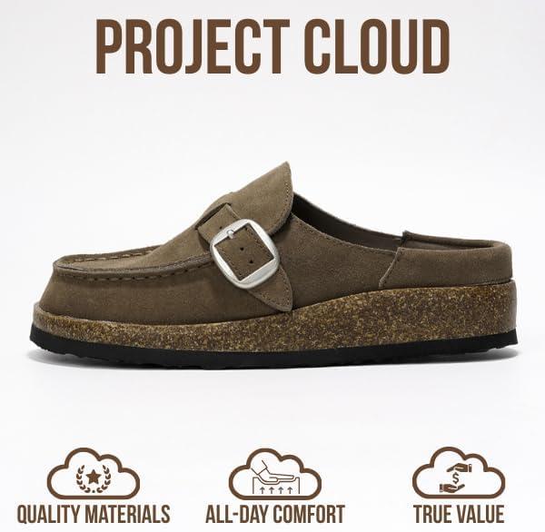imageProject Cloud Genuine Leather MoccasinStyle Clogs for Women  Memory Foam and Water Resistant Mules Slipon  NonSlip and Durable Clogs Casual Shoes for Women Footwear CarlineTaupe