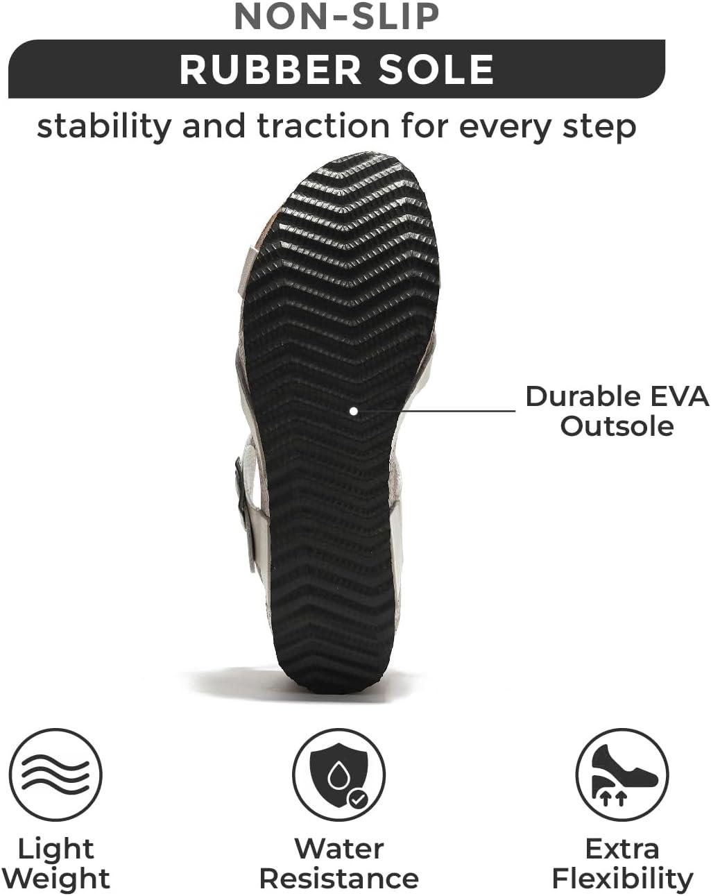 imageProject Cloud Genuine Leather Wedge Sandals for Women 2025  Womens Sandals ampamp Wedges with Memory Foam Insole ampamp Cork Footbed  Platform Wedges Women Footwear CabanaSilver
