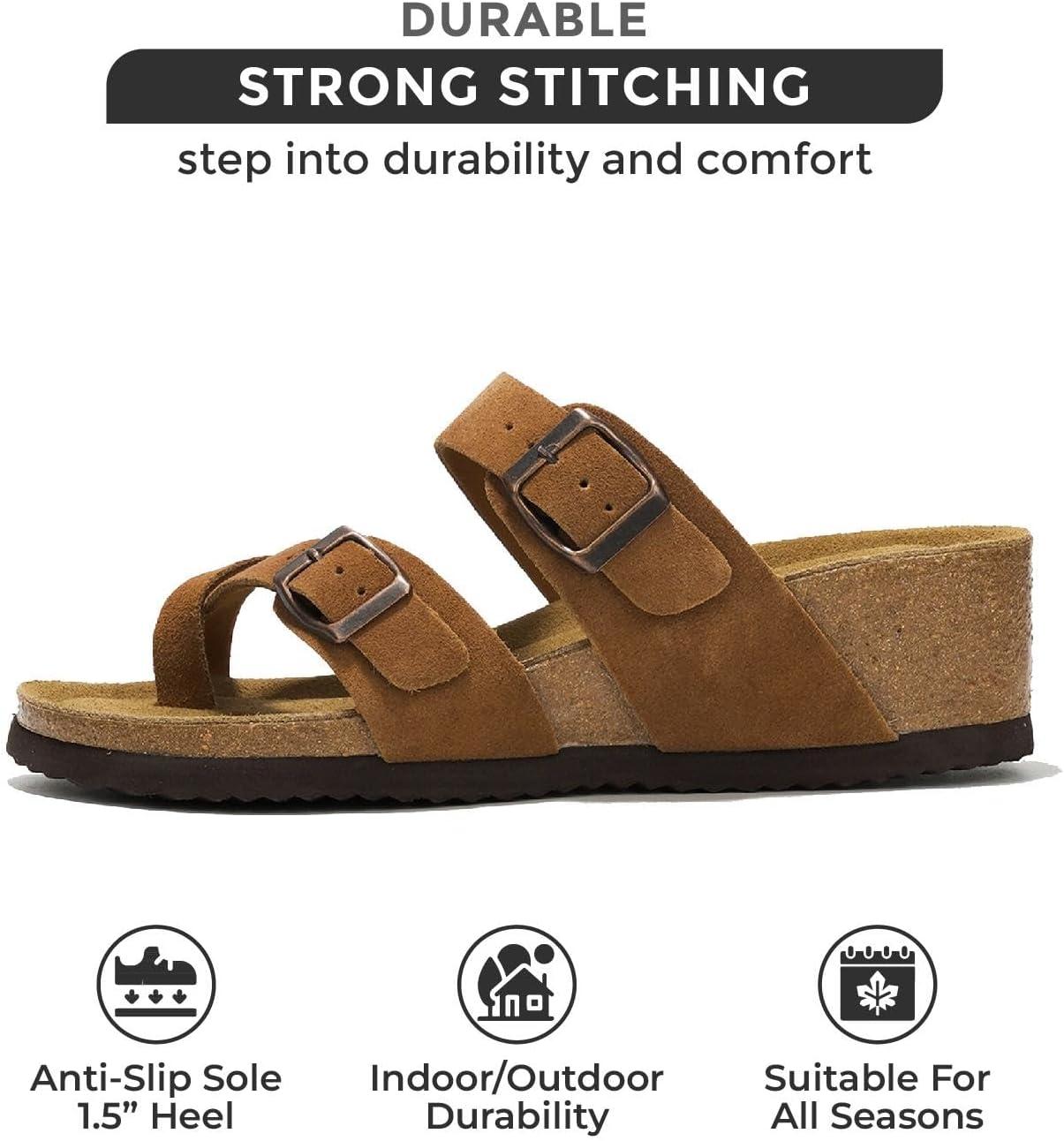 imageProject Cloud Genuine Leather Womens Sandals Wedge  Wedge Sandals ampamp Slippers  Memory Foam Women Footwear Beach Essentials NonSlip Sandals for Women 2025Chestnutbuckhead