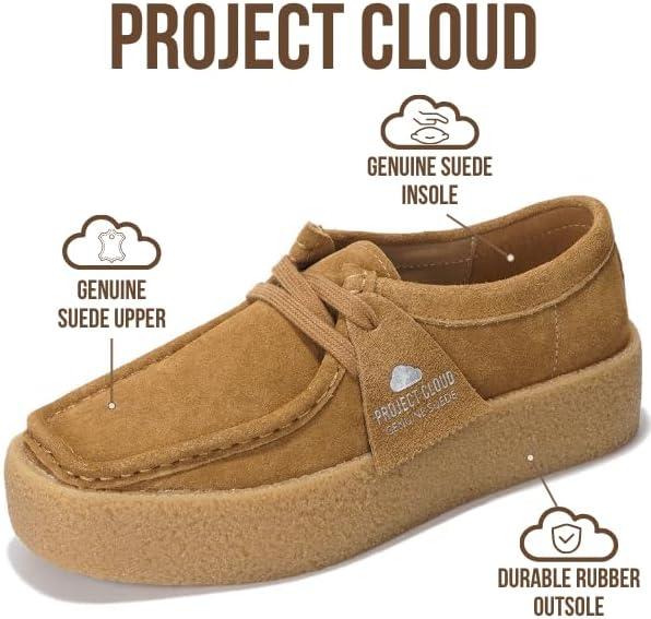 imageProject Cloud Genuine Leather Womens Shoes  NonSlip Platform Loafers for Women with Memory Foam Insole  Stylish Oxford Fall Shoes for Women 2025 WALLYCHUNKYTan Suede