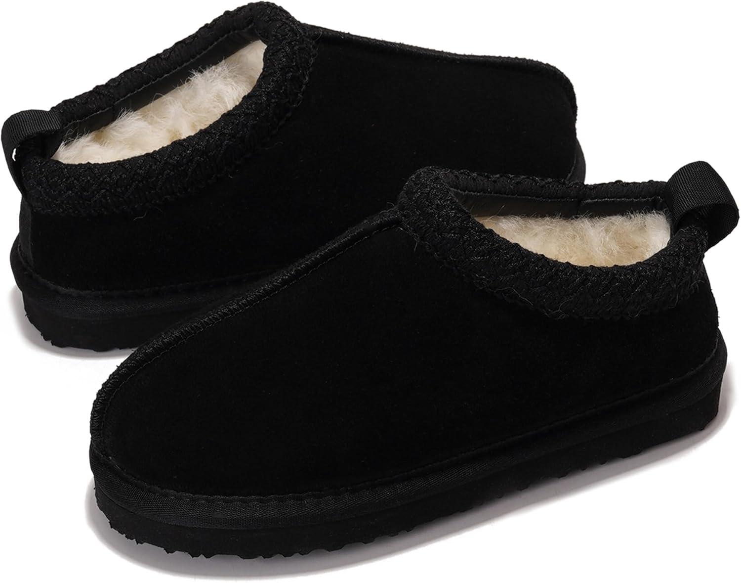 imageProject Cloud Genuine Leather ampamp Australian Shearling Slippers for Kids  Memory Foam Fuzzy ampamp NonSlip Fluffy Slippers Girls Footwear ampamp Boys Footwear Kids Unisex Shoe Dream WarmBlack