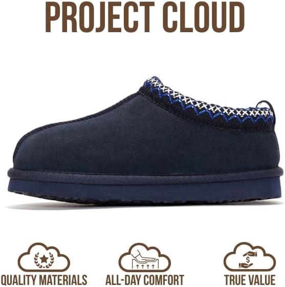 imageProject Cloud Genuine Leather ampamp Australian Shearling Slippers for Kids  Memory Foam Fuzzy ampamp NonSlip Fluffy Slippers Girls Footwear ampamp Boys Footwear Kids Unisex Shoe Dream WarmNavy Suede