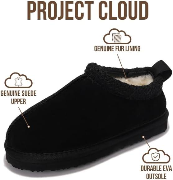 imageProject Cloud Genuine Leather ampamp Australian Shearling Slippers for Kids  Memory Foam Fuzzy ampamp NonSlip Fluffy Slippers Girls Footwear ampamp Boys Footwear Kids Unisex Shoe Dream WarmBlack