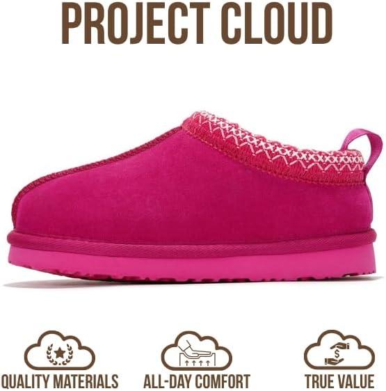 imageProject Cloud Genuine Leather ampamp Australian Shearling Slippers for Kids  Memory Foam Fuzzy ampamp NonSlip Fluffy Slippers Girls Footwear ampamp Boys Footwear Kids Unisex Shoe Dream WarmFuchsia Suede