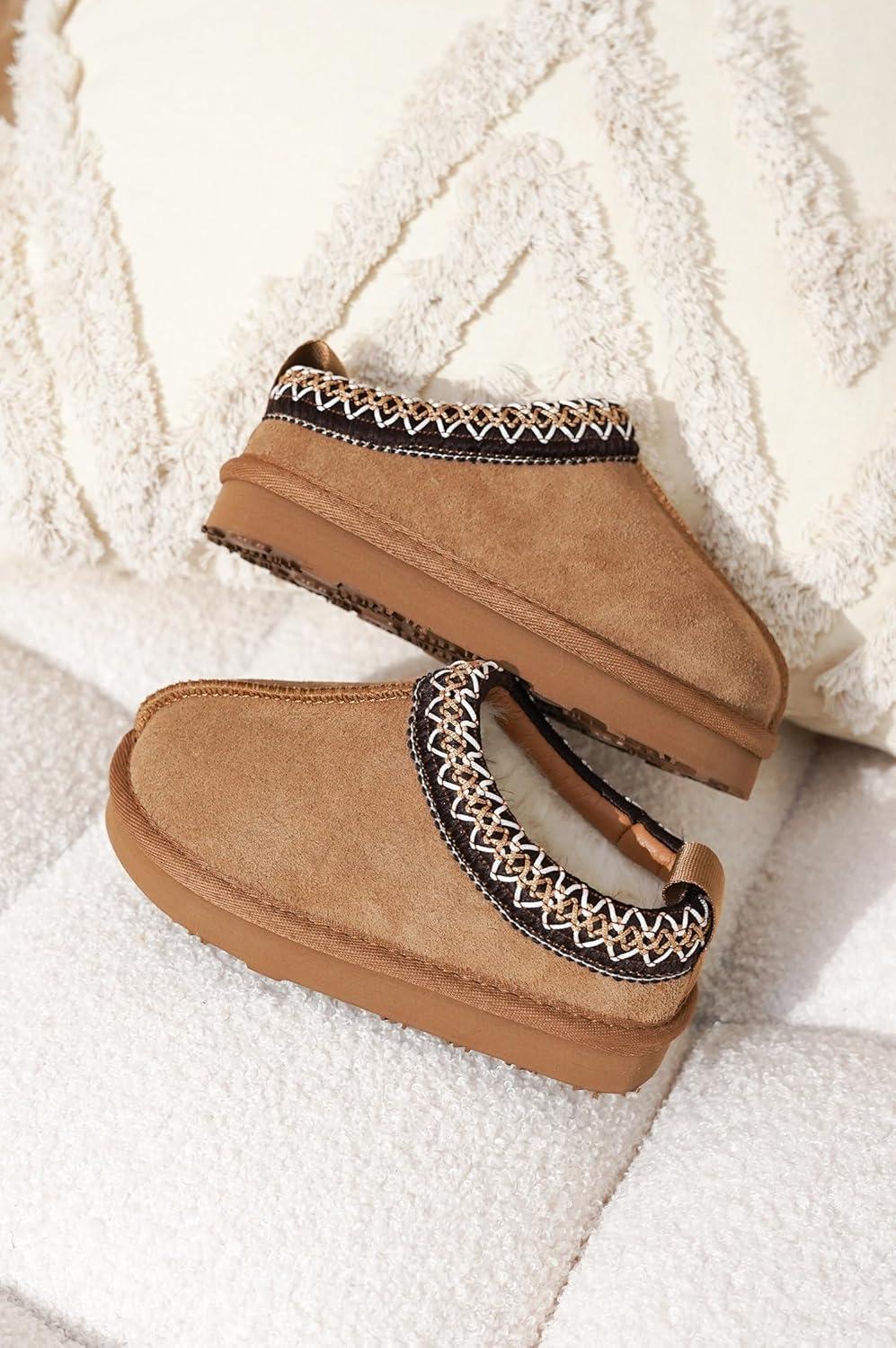 imageProject Cloud Genuine Leather ampamp Australian Shearling Slippers for Kids  Memory Foam Fuzzy ampamp NonSlip Fluffy Slippers Girls Footwear ampamp Boys Footwear Kids Unisex Shoe Dream WarmChestnut