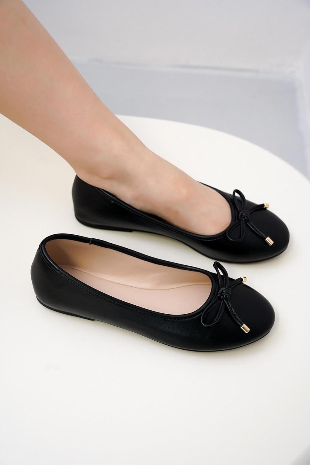 imageProject Cloud Memory Foam Ballet Flats Shoes for Women Footwear and Lightweight Casual Flats for Women  Non Slip Comfortable Ballet Shoes EllisonBlack Matt