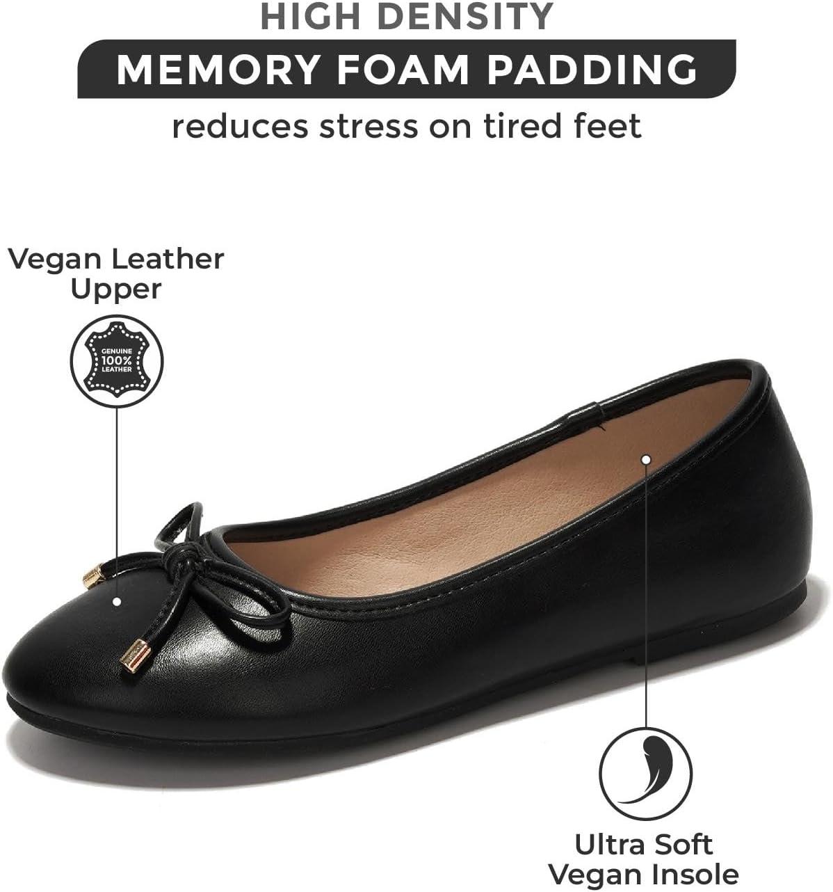 imageProject Cloud Memory Foam Ballet Flats Shoes for Women Footwear and Lightweight Casual Flats for Women  Non Slip Comfortable Ballet Shoes EllisonBlack Matt
