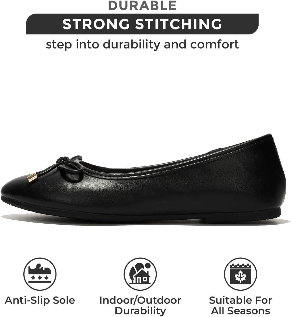 imageProject Cloud Memory Foam Ballet Flats Shoes for Women Footwear and Lightweight Casual Flats for Women  Non Slip Comfortable Ballet Shoes EllisonBlack Matt