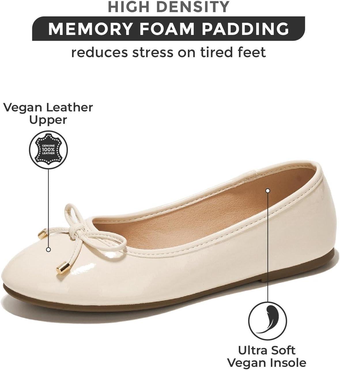 imageProject Cloud Memory Foam Ballet Flats Shoes for Women Footwear and Lightweight Casual Flats for Women  Non Slip Comfortable Ballet Shoes EllisonBone Patent