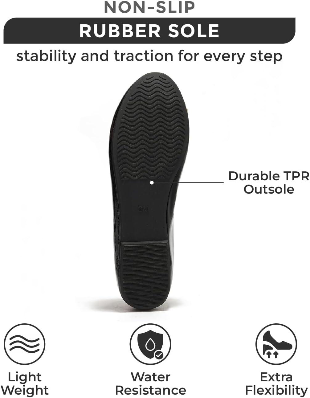 imageProject Cloud Memory Foam Ballet Flats Shoes for Women Footwear and Lightweight Casual Flats for Women  Non Slip Comfortable Ballet Shoes EllisonBone Patent