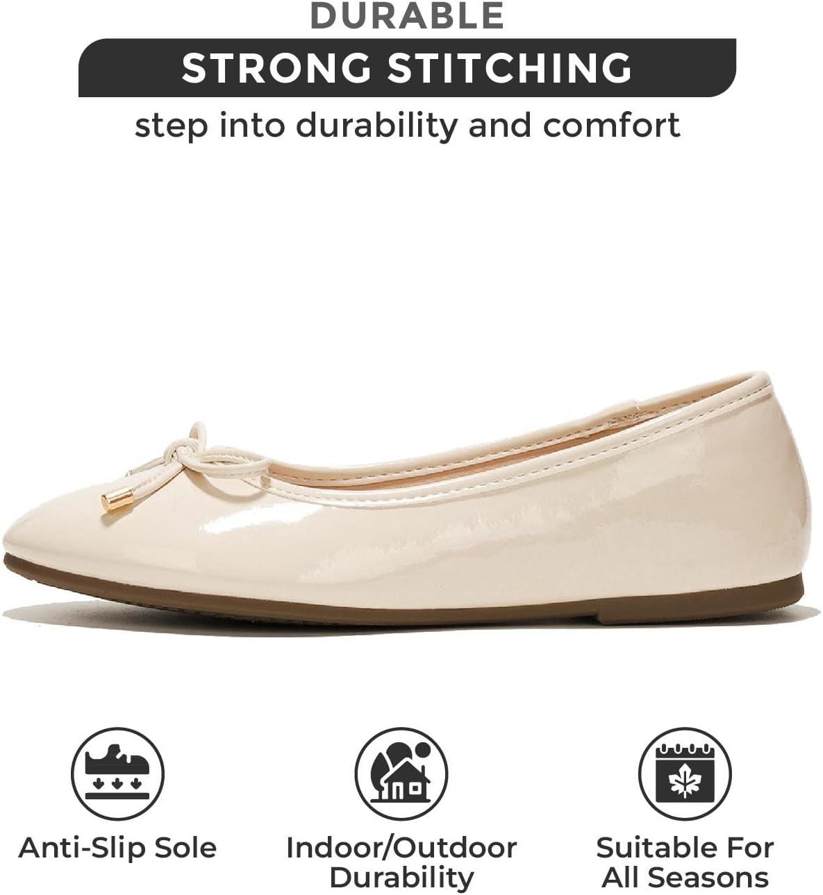imageProject Cloud Memory Foam Ballet Flats Shoes for Women Footwear and Lightweight Casual Flats for Women  Non Slip Comfortable Ballet Shoes EllisonBone Patent