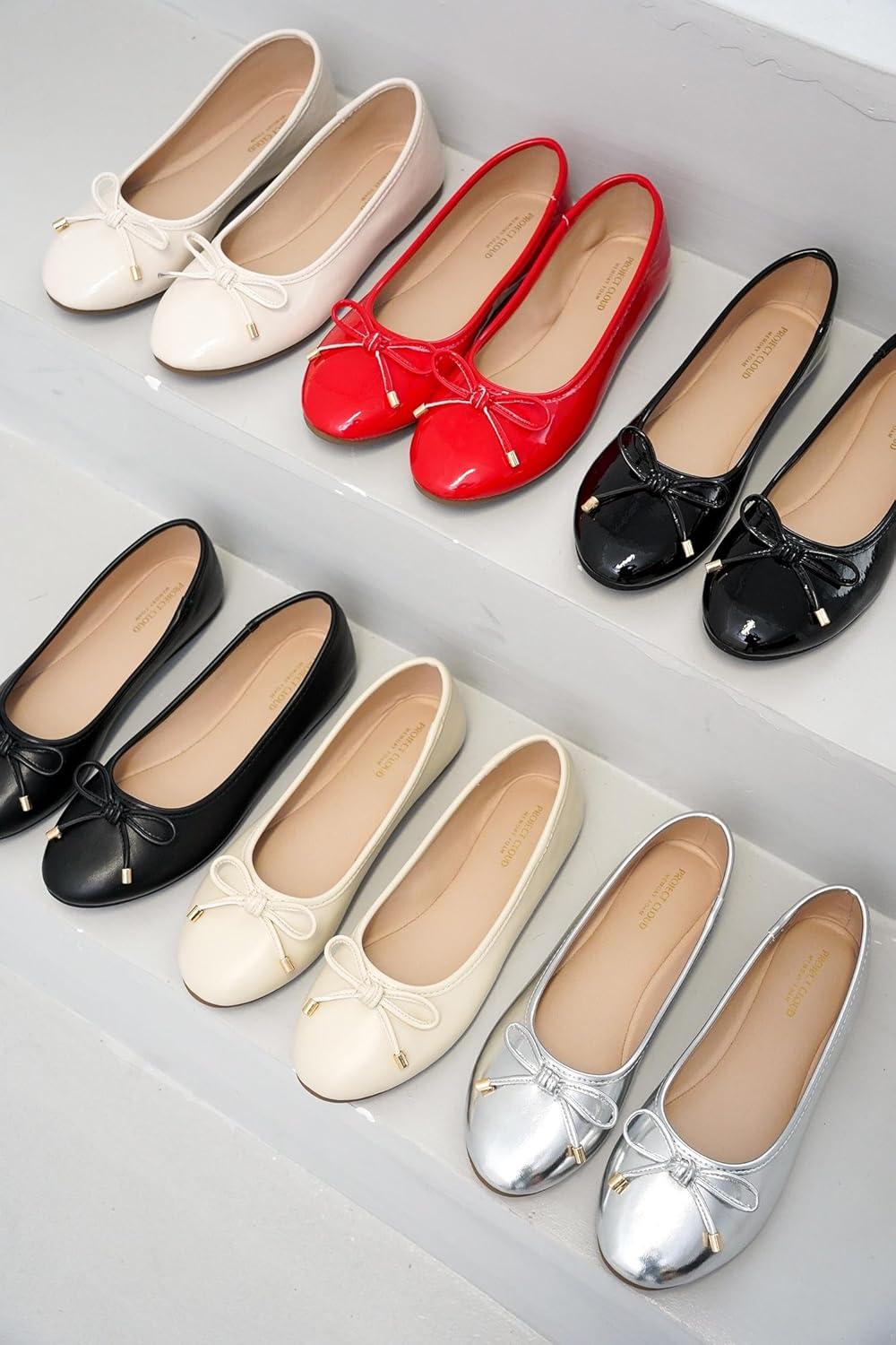 imageProject Cloud Memory Foam Ballet Flats Shoes for Women Footwear and Lightweight Casual Flats for Women  Non Slip Comfortable Ballet Shoes EllisonNude
