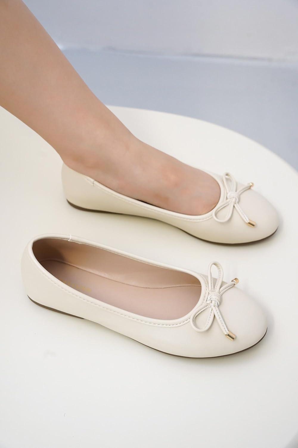 imageProject Cloud Memory Foam Ballet Flats Shoes for Women Footwear and Lightweight Casual Flats for Women  Non Slip Comfortable Ballet Shoes EllisonNude
