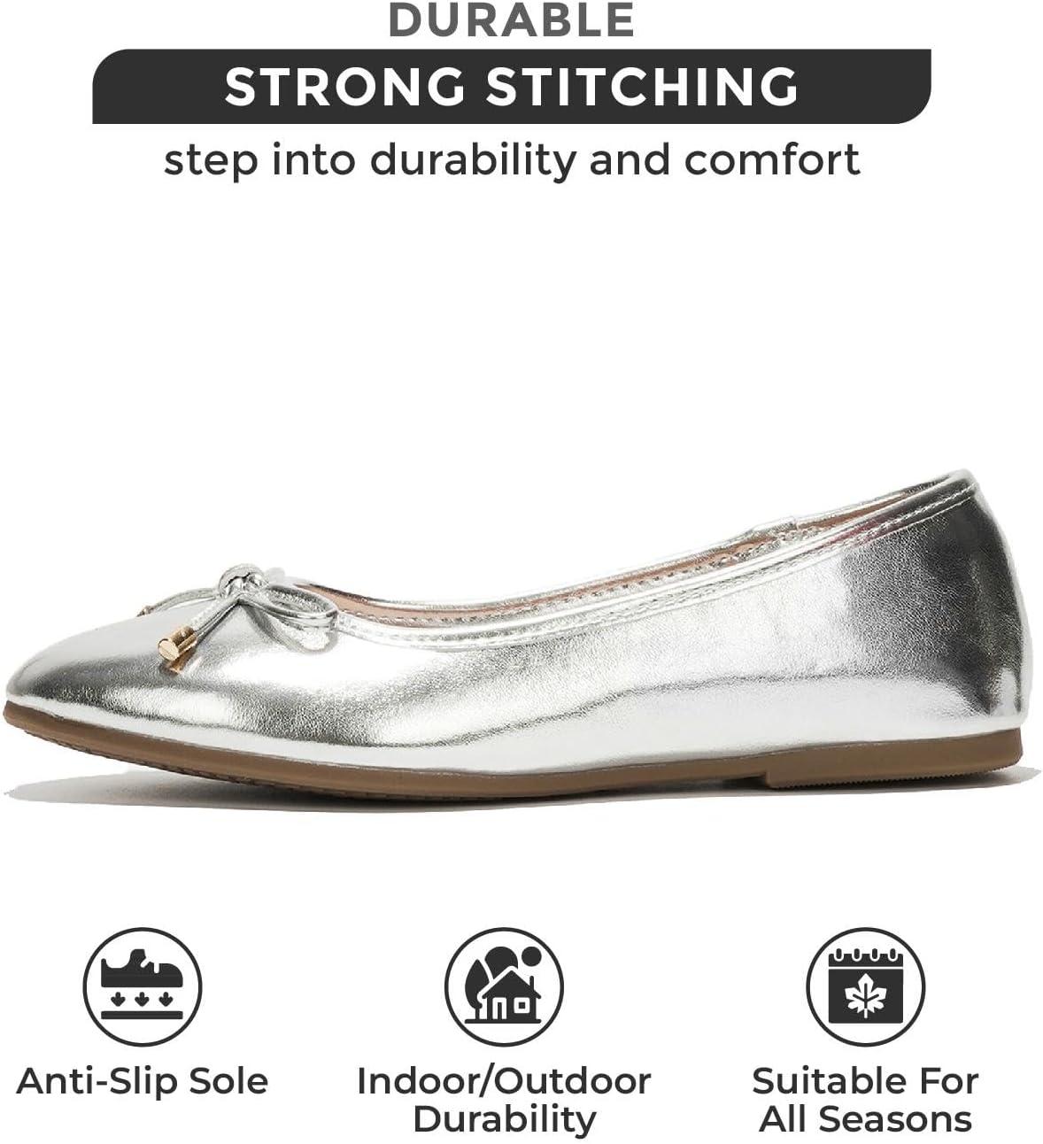 imageProject Cloud Memory Foam Ballet Flats Shoes for Women Footwear and Lightweight Casual Flats for Women  Non Slip Comfortable Ballet Shoes EllisonSilver