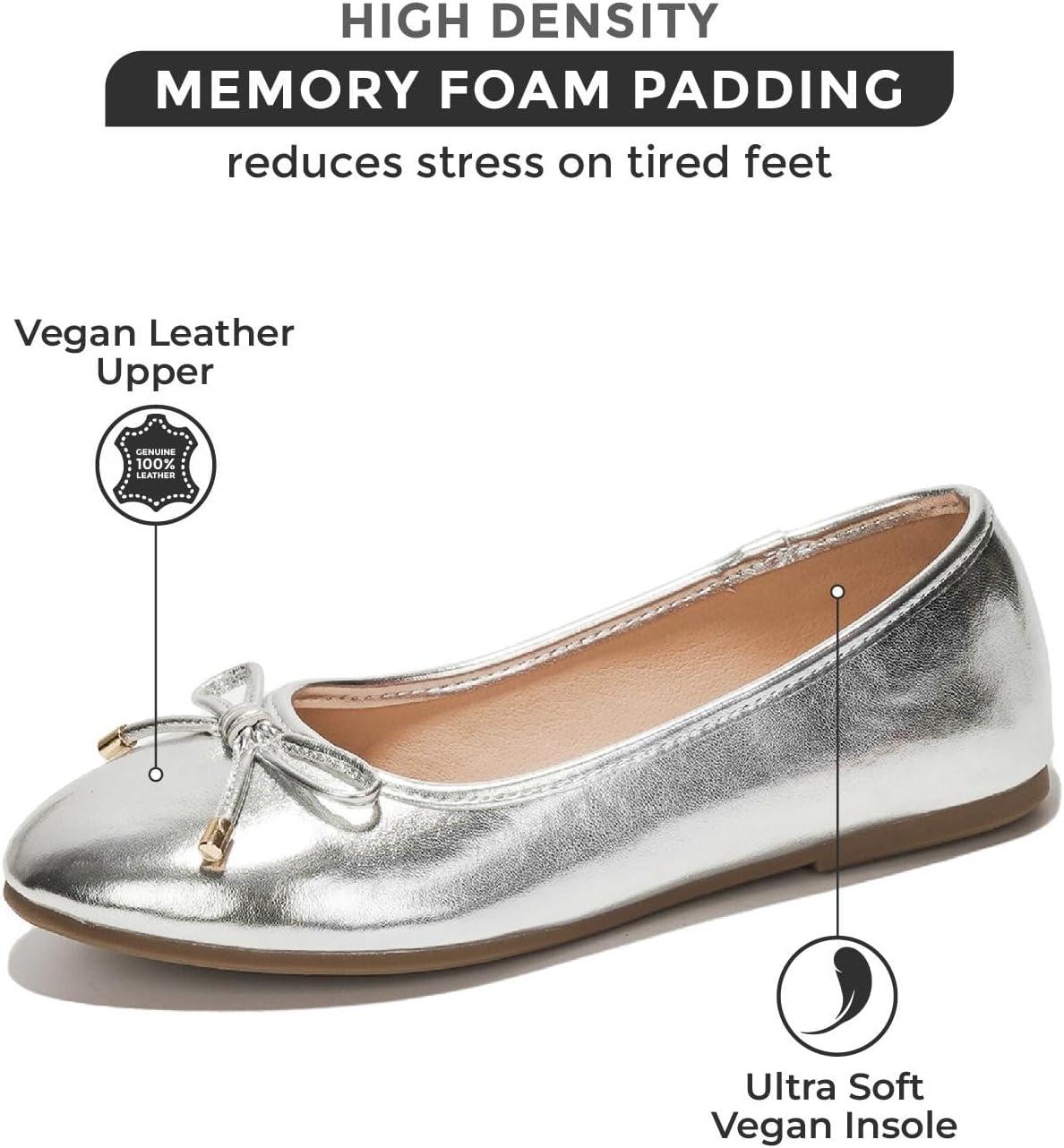 imageProject Cloud Memory Foam Ballet Flats Shoes for Women Footwear and Lightweight Casual Flats for Women  Non Slip Comfortable Ballet Shoes EllisonSilver