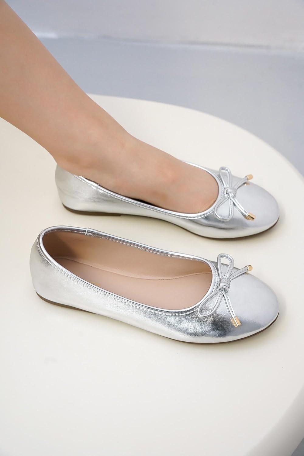 imageProject Cloud Memory Foam Ballet Flats Shoes for Women Footwear and Lightweight Casual Flats for Women  Non Slip Comfortable Ballet Shoes EllisonSilver