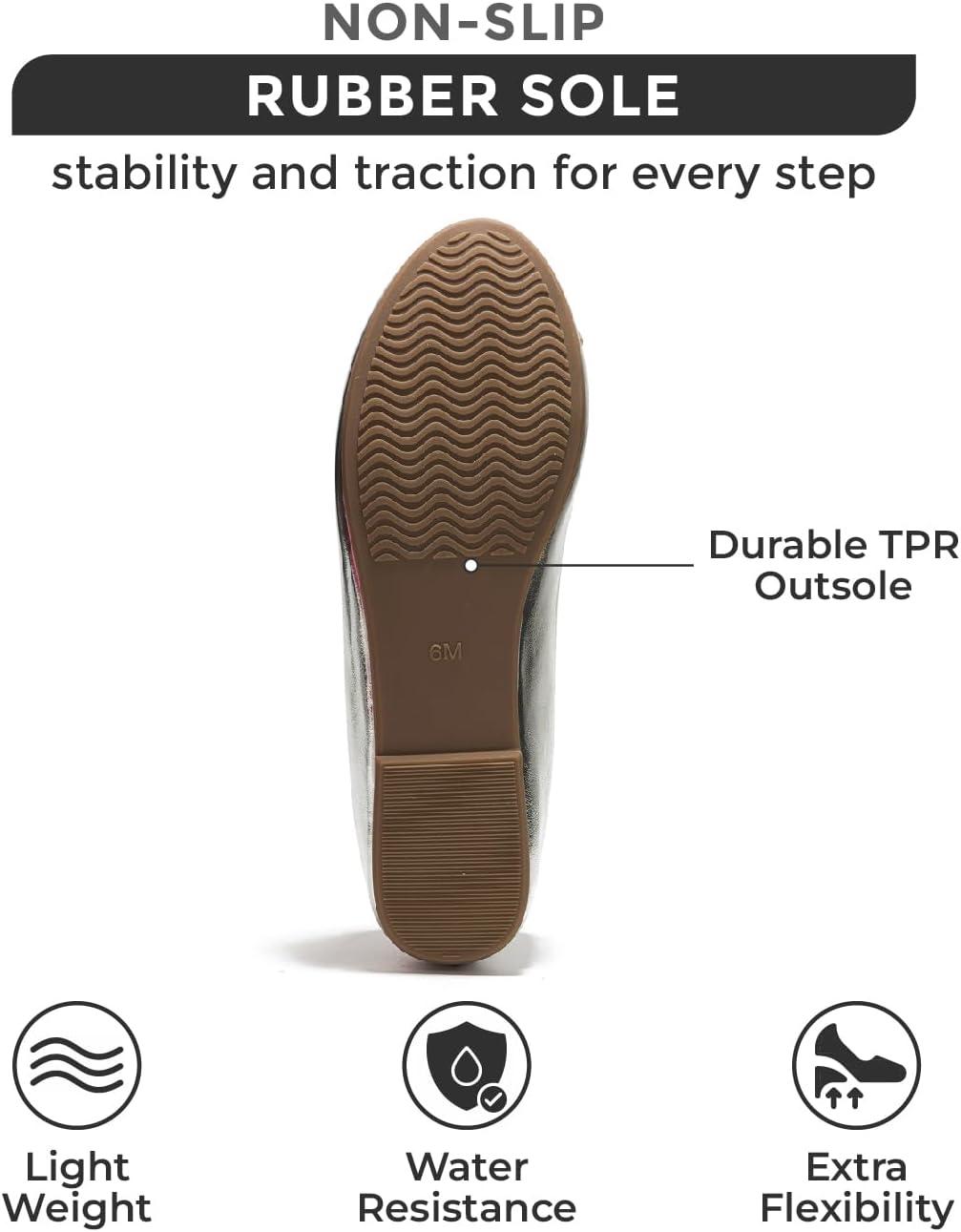 imageProject Cloud Memory Foam Ballet Flats Shoes for Women Footwear and Lightweight Casual Flats for Women  Non Slip Comfortable Ballet Shoes EllisonSilver