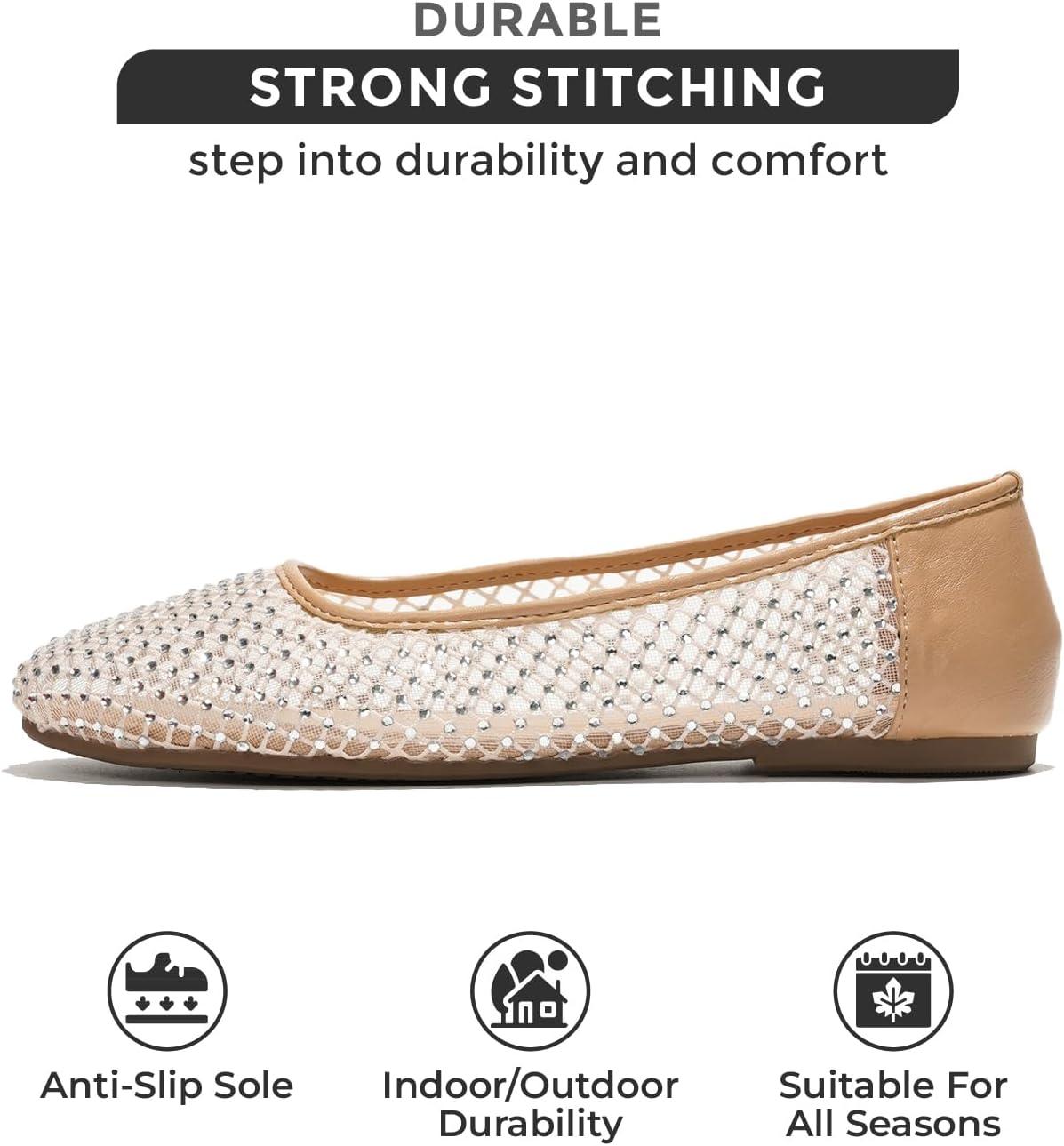 imageProject Cloud Mesh Womens Flats  Memory Foam Ballet Flats Shoes for Women  Non Slip Ballerina Womens Sneakers  Trendy Slip on Flat Shoes for Women RuthieNude