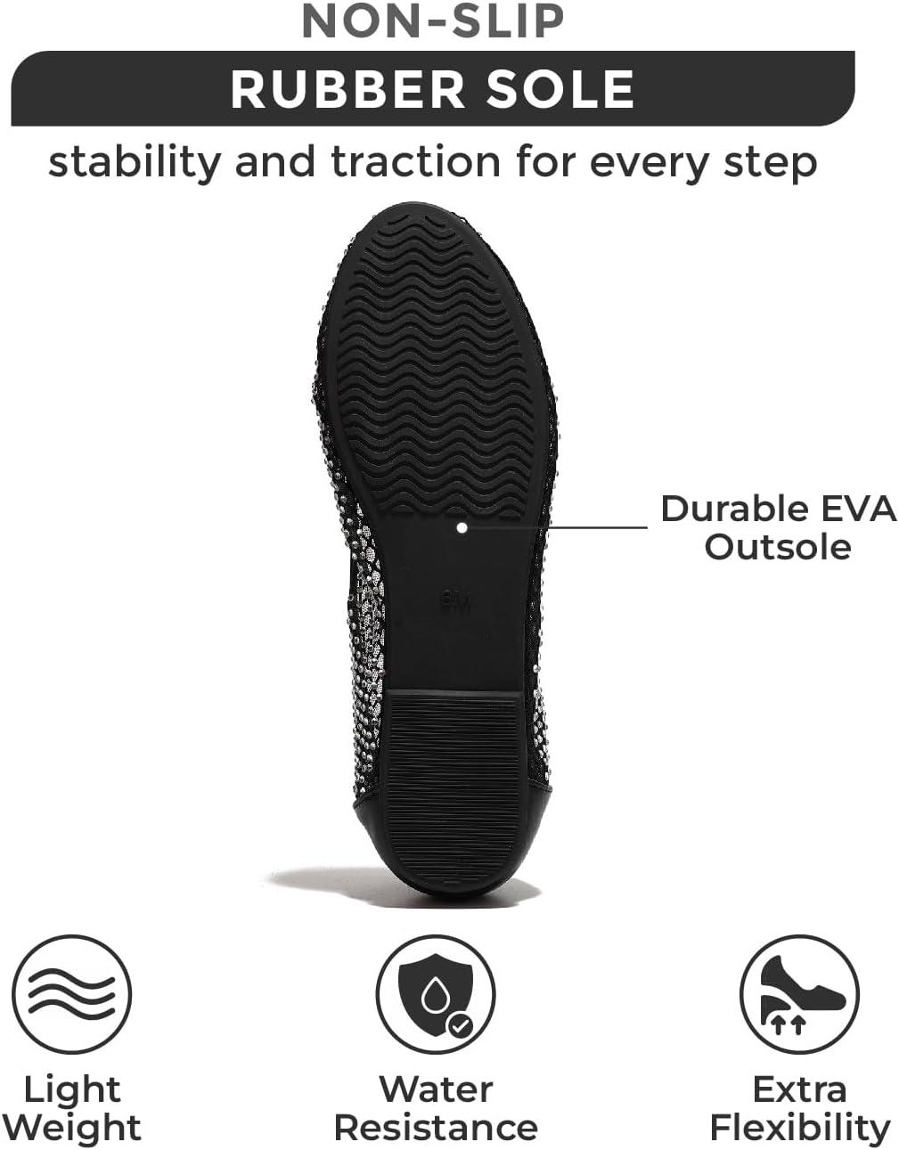 imageProject Cloud Mesh Womens Flats  Memory Foam Ballet Flats Shoes for Women  Non Slip Ballerina Womens Sneakers  Trendy Slip on Flat Shoes for Women RuthieBlack
